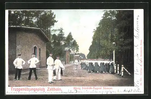 AK Zeithain, Truppenübungsplatz, König Friedrich-August-Strasse