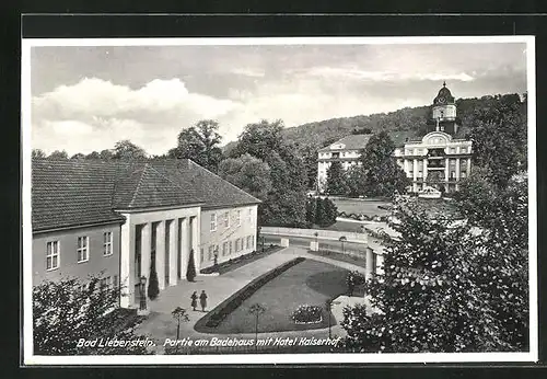 AK Bad Liebenstein, Partie am Badehaus mit Hotel Kaiserhof