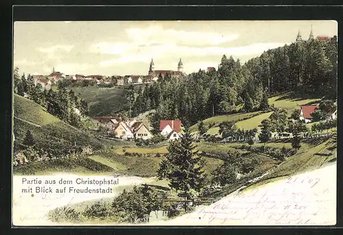 AK Freudenstadt, Blick aus dem Christophstal