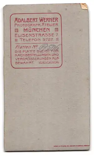 Fotografie Adalbert Werner, München, Elisenstrasse 7, Bürgerliche Dame im karierten Kleid