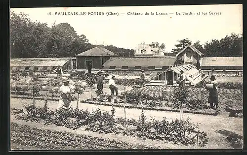 AK Saulzais-le-Potier, Chateau de la Lande, Le jardin et les Serres