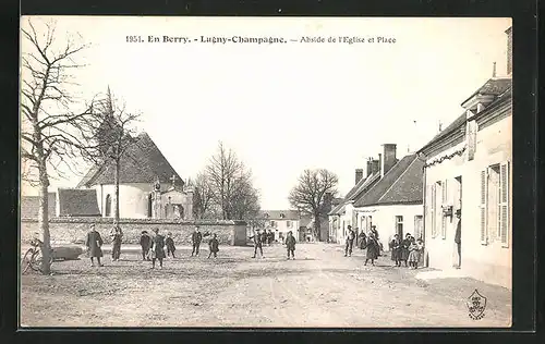 AK Lugny-Champagne, Abside de l`Eglise et Place