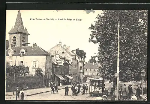 AK Bezons, Quai de Seine et Eglise
