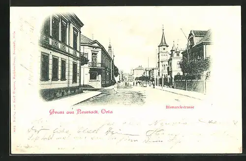AK Neustadt /Orla, Bismarckstrasse mit Anwohnern