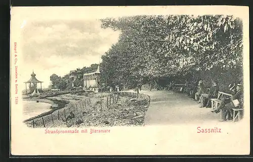 Relief-AK Sassnitz, Strandpromenade mit Bieramare
