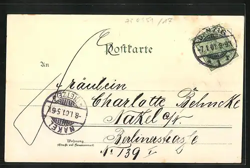 Lithographie Duisburg, Uferpartie mit Booten