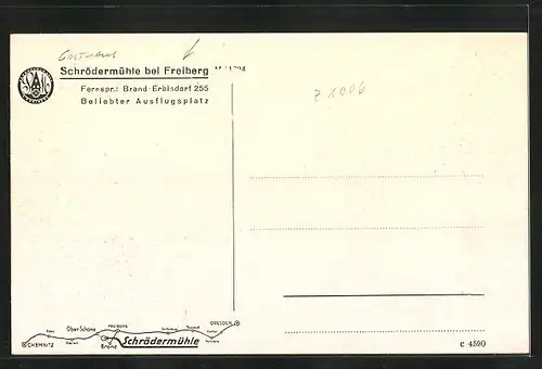 AK Freiberg, Gasthaus Schrödermühle, Tanzdiele, Innenansicht