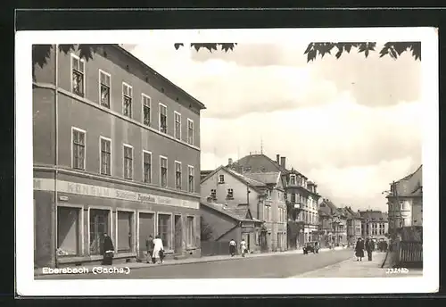 AK Ebersbach /Sachs., Strassenpartie mit Konsum-Geschäft