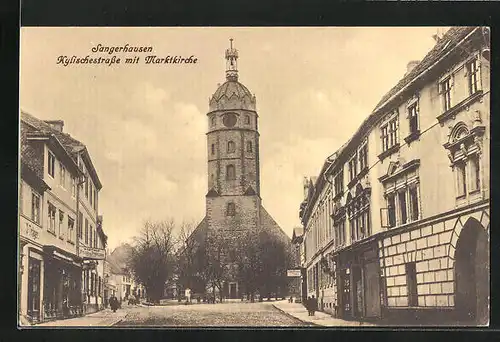 AK Sangerhausen, Kylischestrasse mit Marktkirche
