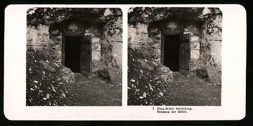 Stereo-Fotografie NPG, Berlin, Ansicht Streitberg, Eingang zur Bing-Höhle