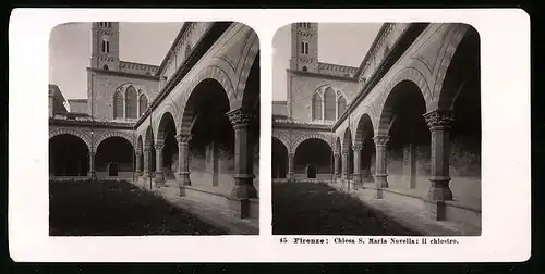 Stereo-Fotografie NPG, Berlin, Ansicht Firenze, Chiesa S. Maria Novella: il chiostro