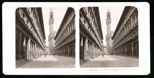 Stereo-Fotografie NPG, Berlin, Ansicht Firenze, Gil Uffizi e Palazzo vecchio