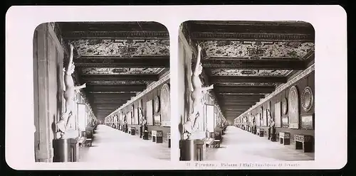 Stereo-Fotografie NPG, Berlin, Ansicht Firenze, Palazzo Uffizi: Corridore di levante