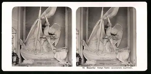 Stereo-Fotografie NPG, Berlin, Ansicht Genova, Campo Santo: monumento sepolerale