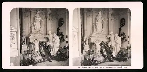 Stereo-Fotografie NPG, Berlin, Ansicht Genova, Campo Santo: monumento sepolerale