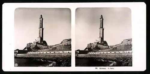 Stereo-Fotografie NPG, Berlin, Ansicht Genova, Il Faro, Leichtturm