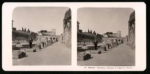 Stereo-Fotografie NPG, Berlin, Ansicht Roma, Palatino, Palazzo d`Augusto Stadio