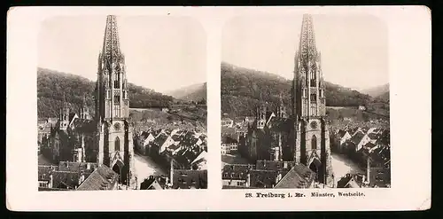 Stereo-Fotografie NPG, Berlin, Ansicht Freiburg i. Br., Blick auf das Münster von der Westseite