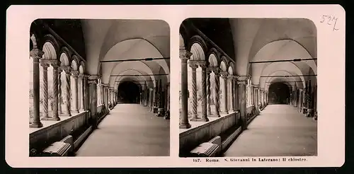 Stereo-Fotografie NPG, Berlin, Ansicht Roma, S. Giovanni in Laterano, Il chiostro