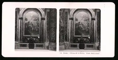 Stereo-Fotografie NPG, Berlin, Ansicht Roma, Chiesa di S. Pietro, Fonte Batiesimale