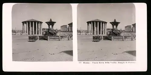 Stereo-Fotografie NPG, Berlin, Ansicht Roma, Piazza Bocca della Verita, Tempio di Portuna