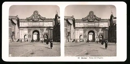 Stereo-Fotografie NPG, Berlin, Ansicht Roma, Porta del Popolp