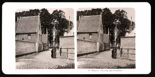 Stereo-Fotografie NPG, Berlin, Ansicht Bruges, Un coin du Beguinage