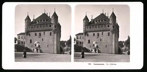 Stereo-Fotografie NPG, Berlin, Ansicht Lausanne, Le chateau, Partie am Schloss