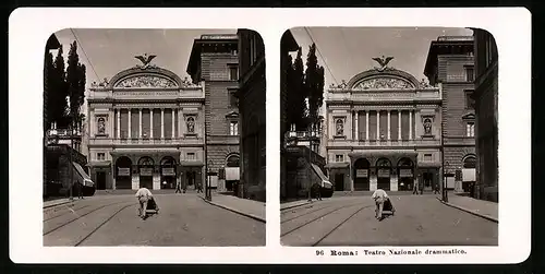 Stereo-Fotografie NPG, Berlin, Ansicht Roma, Teatro Nazionale drammatico