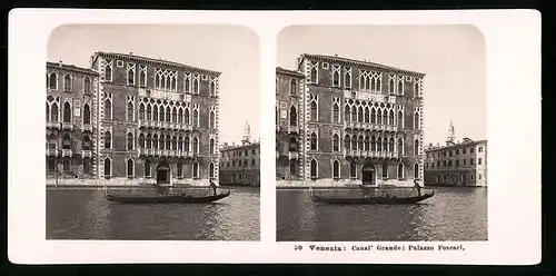 Stereo-Fotografie NPG, Berlin, Ansicht Venezia, Canal Grande, Palazzo Foscari