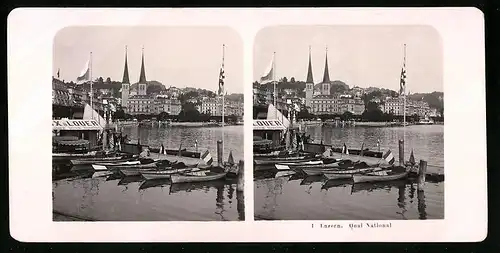 Stereo-Fotografie NPG, Berlin, Ansicht Luzern, Quai National, Hafen