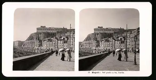 Stereo-Fotografie NPG, Berlin, Ansicht Napoli, Sul porto a Sa. Lucia