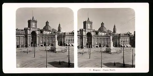 Stereo-Fotografie NPG, Berlin, Ansicht Napoli, Piazza Dante