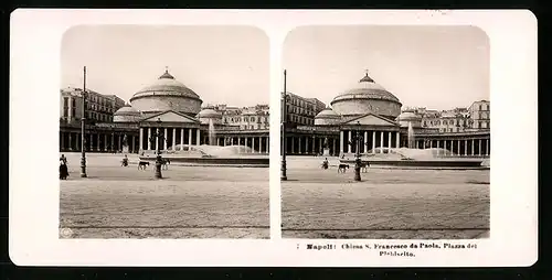 Stereo-Fotografie NPG, Berlin, Ansicht Napoli, Chiesa S. Francesco da Paola, Piazza del Plebiscito