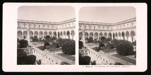 Stereo-Fotografie NPG, Berlin, Ansicht Napoli, Il Chiostro del convento S. Martino