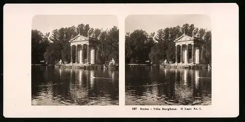 Stereo-Fotografie NPG, Berlin, Ansicht Roma, Villa Borghese, Il Lago