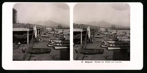 Stereo-Fotografie NPG, Berlin, Ansicht Napoli, Strada Sa. Lucia col Vesuvio