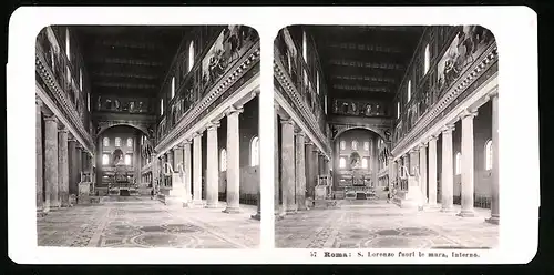 Stereo-Fotografie NPG, Berlin, Ansicht Roma, S. Lorenzo fuori le mura, Interno