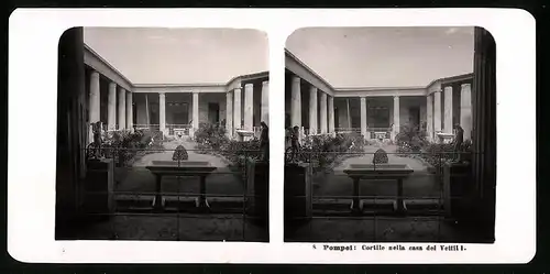 Stereo-Fotografie NPG, Berlin, Ansicht Pompei, Cortile nella casa dei Vettil