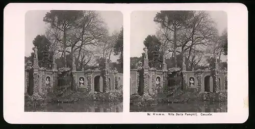 Stereo-Fotografie NPG, Berlin, Ansicht Roma, Villa Doria Pamphilj, Cascata