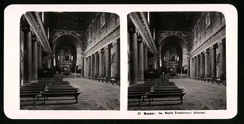 Stereo-Fotografie NPG, Berlin, Ansicht Roma, Sa. Maria Trastevere, Interno