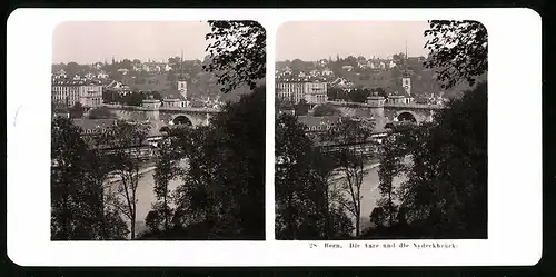 Stereo-Fotografie NPG, Berlin, Ansicht Bern, Die Aare und die Nydeckbrücke