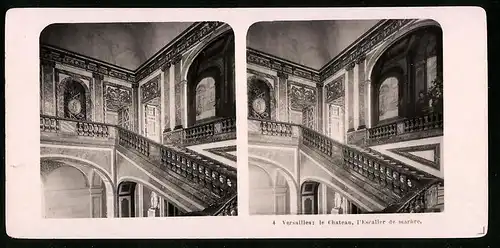 Stereo-Fotografie NPG, Berlin, Ansicht Paris, Versailles, le Chateau, l`Escalier de marbre