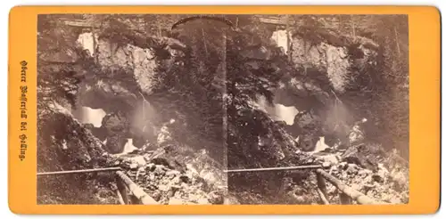 Stereo-Fotografie unbekannter Fotograf, Ansicht Golling a. d. Salzach, Partie am Golling Wasserfall