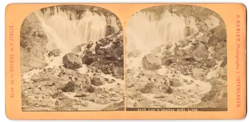 Stereo-Fotografie A. Gabler, Interlaken, Ansicht Lenk, Les sources pres Lenk