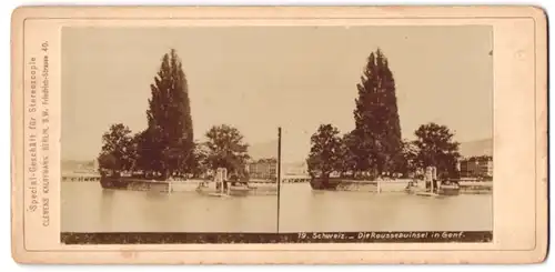 Stereo-Fotografie Clemens Kauffmann, Berlin, Friedrichstr. 40, Ansicht Genf, Blick auf die Rousseauinsel