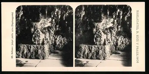 Stereo-Lichtdruck Nakladatel B. Koci, Prag, Ansicht Salzburg, Hellbrunn, jeskyne ptaciho zpevu, Vogelsanggrotte