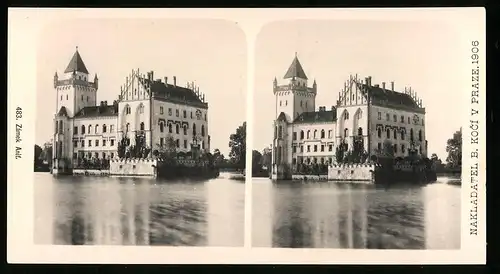 Stereo-Lichtdruck Nakladatel B. Koci, Prag, Ansicht Anif, Blick auf das Schloss Anif, Zamek