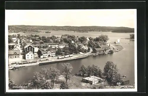 AK Askersund, Ortsansicht aus der Vogelschau, Panorama