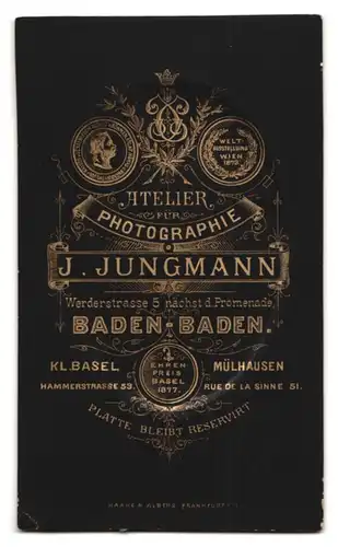 Fotografie J. Jungmann, Baden-Baden, Werderstrasse 5, Junge Dame mit geflochtenen Zöpfen